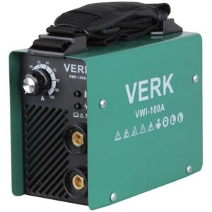 Invertor de sudura VERK VWI-100A, 100 A, 1-2.5 mm diametru electrod, ventilator racire, protectie termica, cabluri, masca, perie sarma, ciocan
