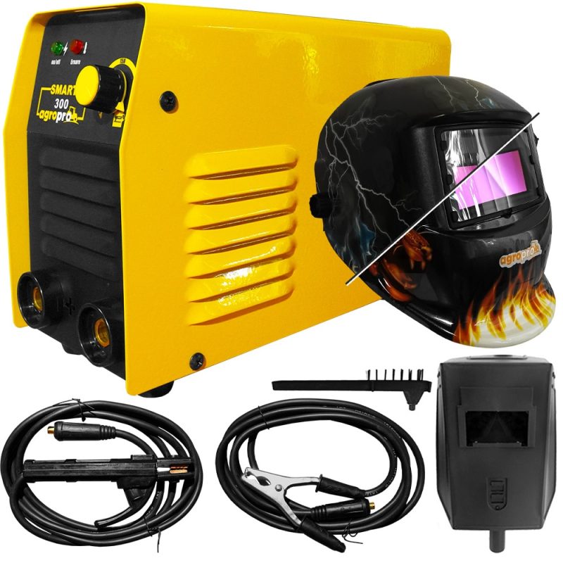 Set Aparat sudura semiprofesional AgroPro SMART 300, invertor, 300A, monofazat, cabluri 3m, masca cristale lichide AgroPro
